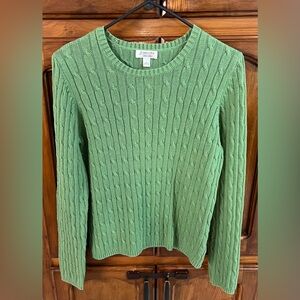 St John's Bay Green Long Sleeve Pullover Classic Cable Knit Sweater! Size Large.